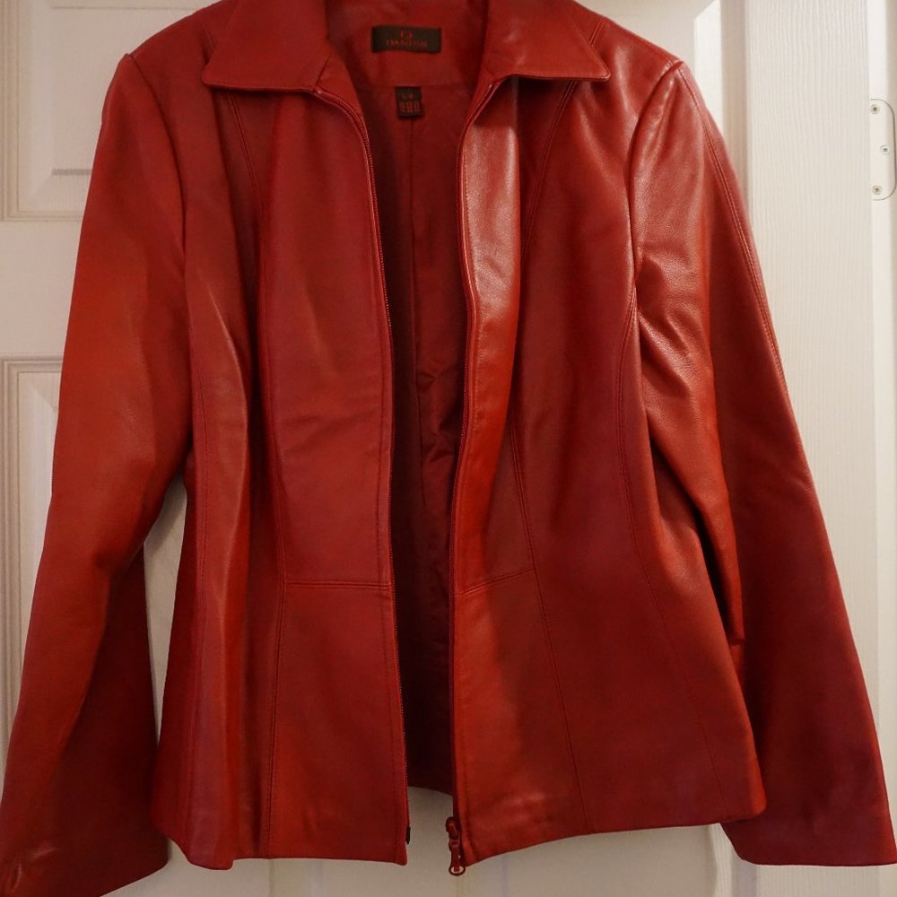 Lamb leather zip blazer